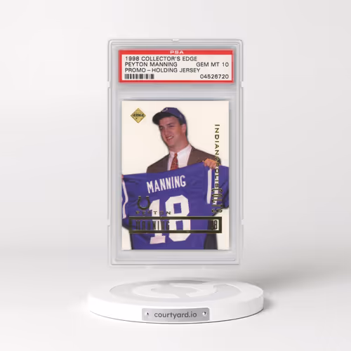1998 Collector's Edge Peyton Manning Promo Peyton Manning - Holding Jersey (PSA 10 GEM MINT)