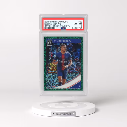 2018 Panini Donruss #53 Kylian Mbappe - Optic-Green Velocity (PSA 8 NM-MT)