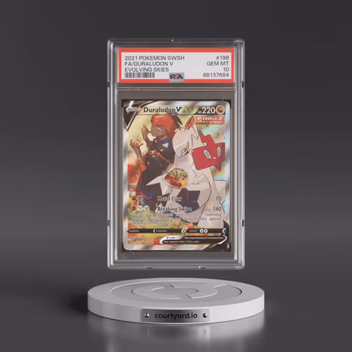 2021 Pokémon Sword & Shield Evolving Skies #198 Duraludon V - Holo Full Art (PSA 10 GEM MINT)