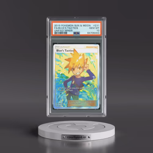2019 Pokémon Sun & Moon Unified Minds #231 Blue's Tactics - Full Art (PSA 10 GEM MINT)