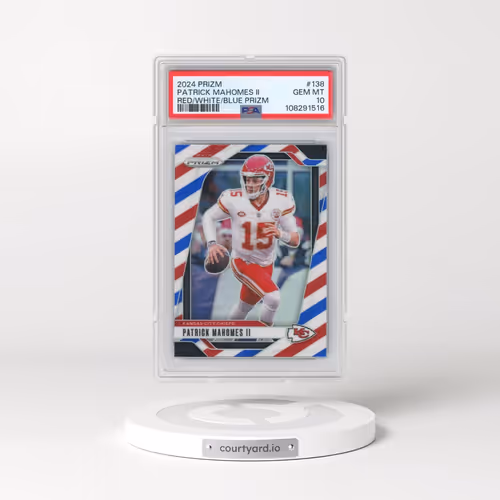 2024 Panini Prizm #138 Patrick Mahomes II - Red/White/Blue Prizm (PSA 10 GEM MINT)