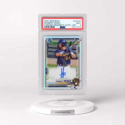 2021 Bowman Chrome Prospect Autographs #CPAHP Hedbert Perez - Refractor (PSA 9 MINT)