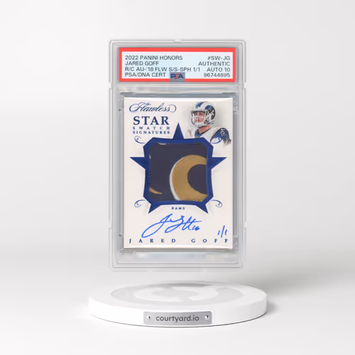 2022 Panini Honors Recollection Collection Autographs #SW-JG Jared Goff - 2018 Flawless Star Swatch