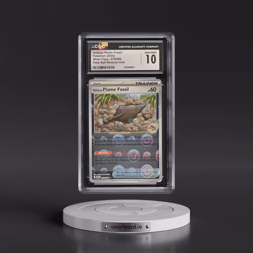 2025 White Flare - WHT EN #079/086 Antique Plume Fossil - Reverse Holo Poké Ball (CGC 10 GEM MINT)