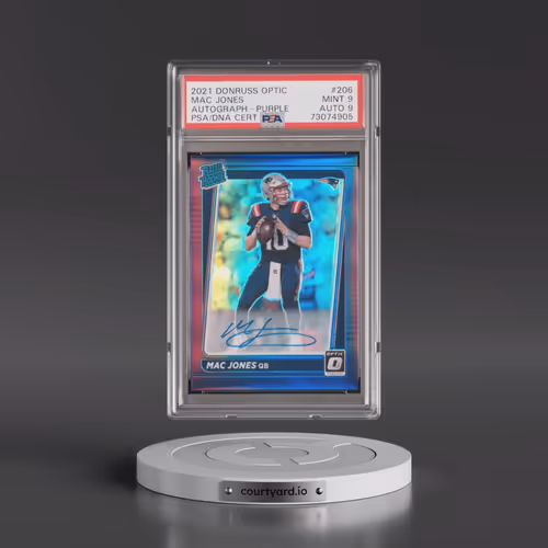 2021 Panini Donruss Optic #206 Mac Jones - Autograph-Purple (PSA 9 MINT)