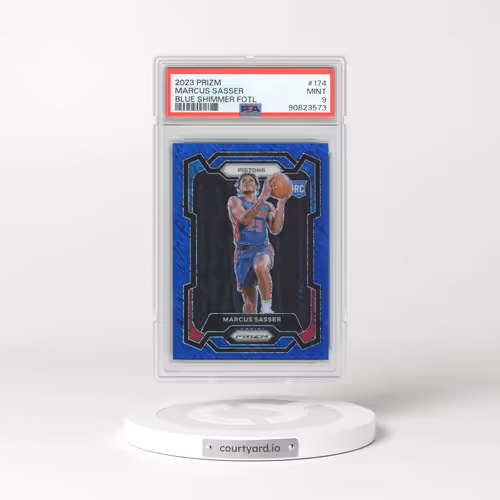 2023 Panini Prizm #174 Marcus Sasser - Blue Shimmer Fotl (PSA 9 MINT)