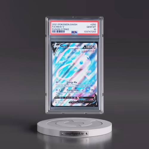 2021 Pokémon Sword & Shield Fusion Strike #250 Mew V - Holo Full Art (PSA 10 GEM MINT)