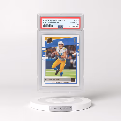 2020 Panini Donruss #303 Justin Herbert - Canvas (PSA 10 GEM MINT)