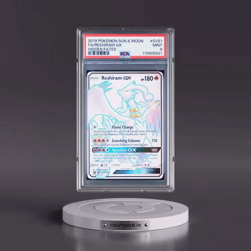 2019 Pokémon Sun & Moon Hidden Fates #SV51 Reshiram GX - Holo Full Art (PSA 9 MINT)
