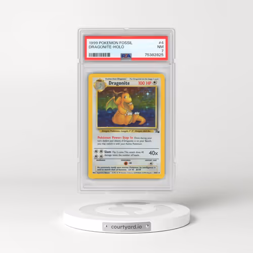 1999 Pokémon Fossil #4 Dragonite - Holo (PSA 7 NM)