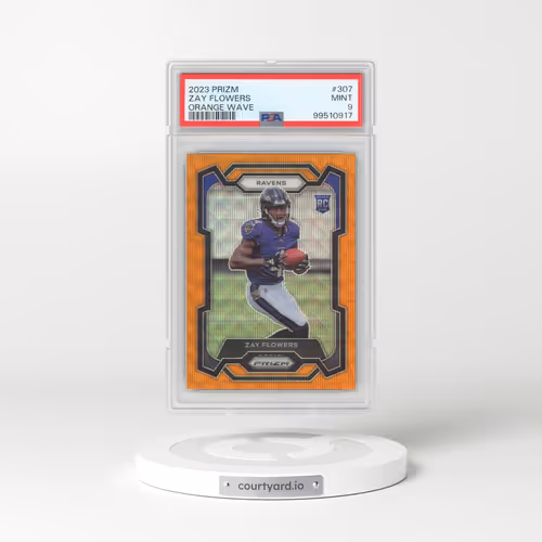 2023 Panini Prizm #307 Zay Flowers - Orange Wave (PSA 9 MINT)