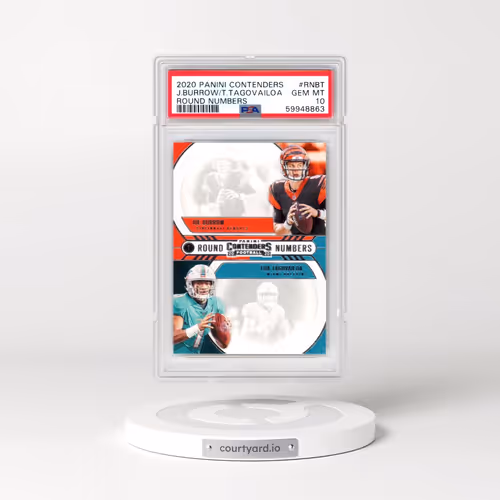 2020 Panini Contenders Round Numbers #RNBT Joe Burrow/Tua Tagovailoa (PSA 10 GEM MINT)