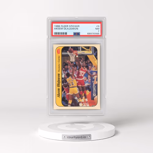 1986 Fleer Sticker #9 Akeem Olajuwon (PSA 7 NM)