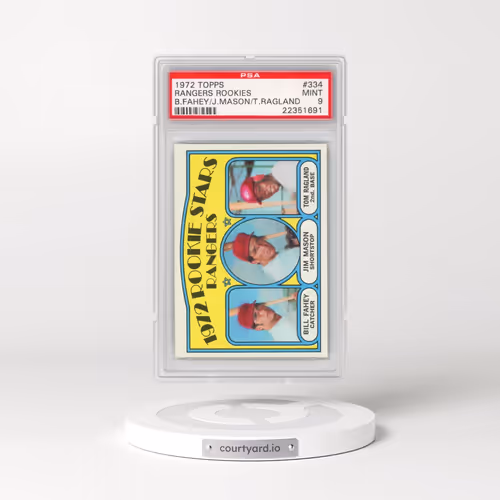1972 Topps #334 Rangers Rookies - B.Fahey/J.Mason/T.Ragland (PSA 9 MINT)