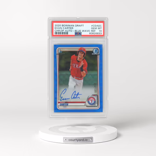 2020 Bowman Draft Chrome Draft Picks Autographs #CDAEC Evan Carter - Blue Wave Refractor (PSA 10 GEM MINT)
