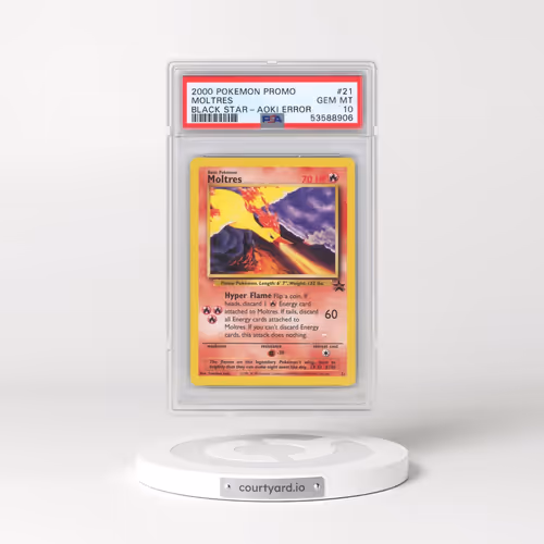 2000 Pokémon Promo Black Star #21 Moltres - Toshinao Aoki Error (PSA 10 GEM MINT)