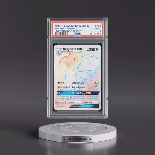 2019 Pokémon Sun & Moon Unified Minds #248 Dragonite GX - Holo Full Art Secret (PSA 9 MINT)