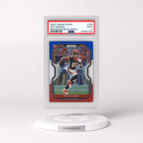 2020 Panini Prizm #308 Tee Higgins - Red/White/Blue Prizm (PSA 9 MINT)