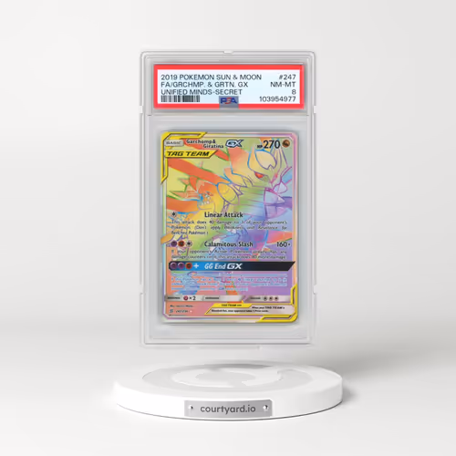 2019 Pokémon Sun & Moon Unified Minds #247 Garchomp & Giratina GX - Holo Full Art Secret (PSA 8 NM-MT)