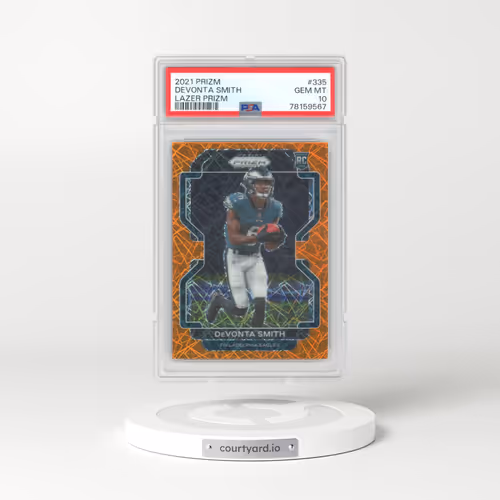 2021 Panini Prizm #335 DeVonta Smith - Lazer Prizm (PSA 10 GEM MINT)