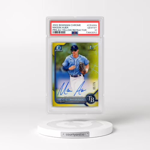 2022 Bowman Chrome Prospect Autographs #CPAMA Mason Auer - Yellow Refractor (PSA 10 GEM MINT)