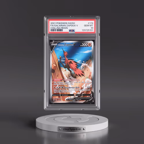 2021 Pokémon Sword & Shield Chilling Reign #174 Galarian Zapdos V - Holo Full Art (PSA 10 GEM MINT)