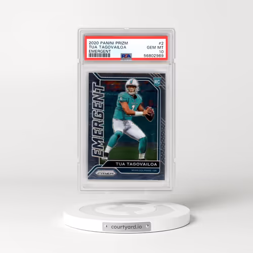 2020 Panini Prizm Emergent #2 Tua Tagovailoa (PSA 10 GEM MINT)