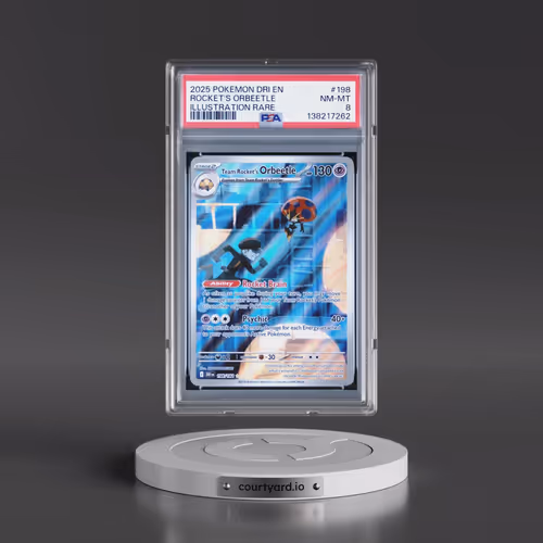 2025 Pokémon Dri EN-Destined Rivals #198 Team Rocket's Orbeetle - Illustration Rare (PSA 8 NM-MT)