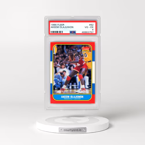 1986 Fleer #82 Akeem Olajuwon (PSA 4 VG-EX)