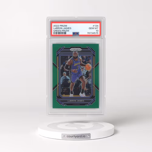 2022 Panini Prizm #134 LeBron James - Green Prizm (PSA 10 GEM MINT)