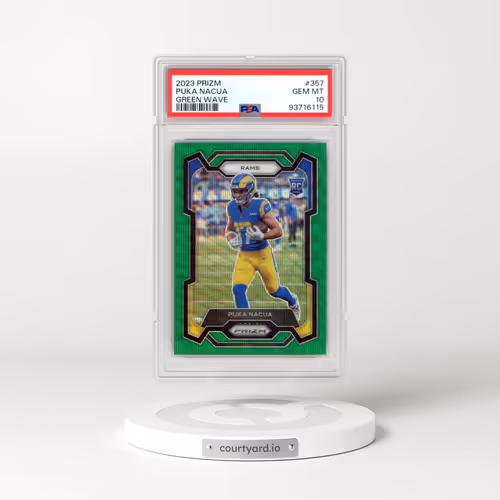 2023 Panini Prizm #357 Puka Nacua - Green Wave (PSA 10 GEM MINT)