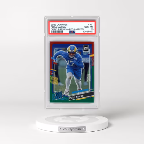 2023 Panini Donruss #357 Puka Nacua - Optic Preview-Red & Green (PSA 10 GEM MINT)