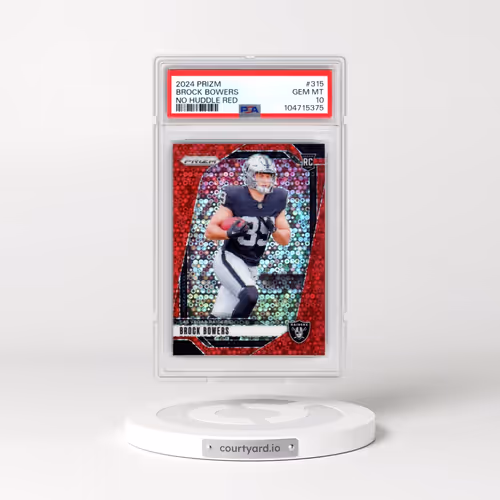 2024 Panini Prizm #315 Brock Bowers - No Huddle Red (PSA 10 GEM MINT)
