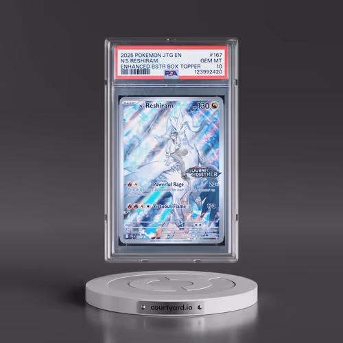 2025 Pokémon Jtg EN-Journey Together #167 N's Reshiram - Enhanced Booster Box Topper (PSA 10 GEM MIN
