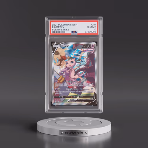 2021 Pokémon Sword & Shield Fusion Strike #251 Mew V - Holo Full Art (PSA 10 GEM MINT)
