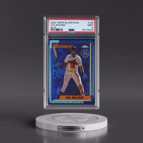 2025 Topps Silver Pack 1990 Chrome Promo #138 Cal Raleigh - Blue (PSA 9 MINT)
