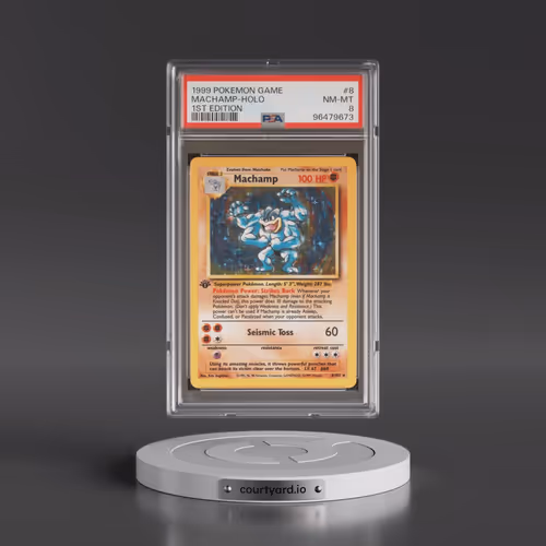 1999 Pokémon Game #8 Machamp - 1st Edition Holo (PSA 8 NM-MT)
