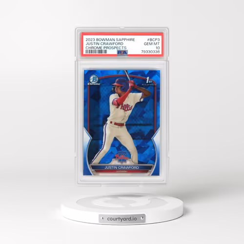2023 Bowman Sapphire Edition Chrome Prospects #BCP3 Justin Crawford (PSA 10 GEM MINT)
