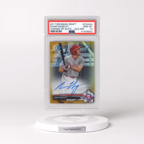 2017 Bowman Draft Chrome Draft Picks Autographs #CDAAH Adam Haseley - Gold Refractor (PSA 10 GEM MIN