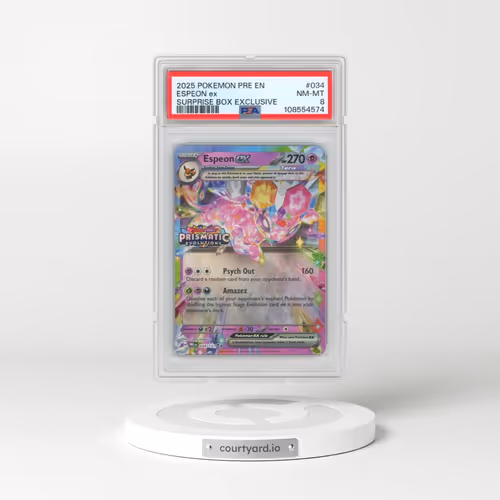 2025 Pokémon Pre EN-Prismatic Evolutions #034 Espeon EX - Holo Surprise Box Exclusive (PSA 8 NM-MT)