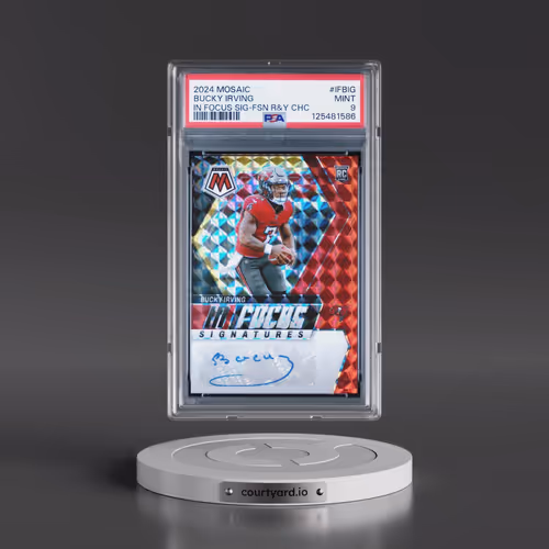 2024 Panini Mosaic in Focus Signatures #IFBIG Bucky Irving - Fusion Red & Yellow Choice (PSA 9 MINT)