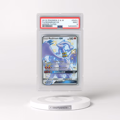 2019 Pokémon Sun & Moon Hidden Fates #SV51 Reshiram GX - Holo Full Art (PSA 9 MINT)