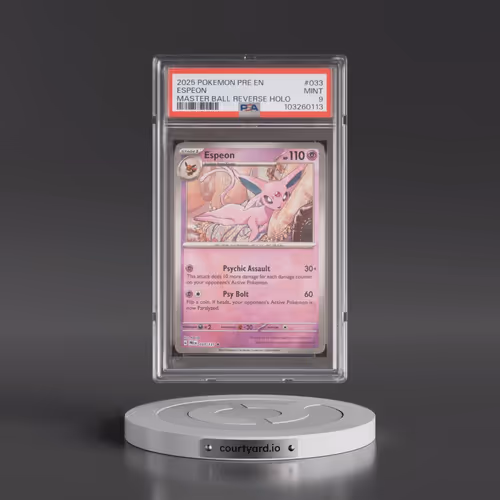 2025 Pokémon Pre EN-Prismatic Evolutions #033 Espeon - Reverse Holo Master Ball (PSA 9 MINT)
