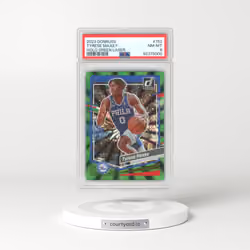 2023 Panini Donruss #152 Tyrese Maxey - Holo Green Laser (PSA 8 NM-MT)