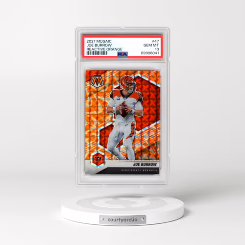 2021 Panini Mosaic #47 Joe Burrow - Reactive Orange (PSA 10 GEM MINT)