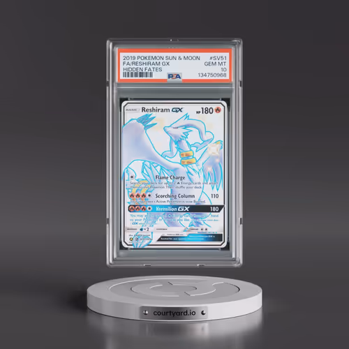 2019 Pokémon Sun & Moon Hidden Fates #SV51 Reshiram GX - Holo Full Art (PSA 10 GEM MINT)