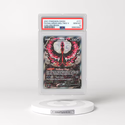 2021 Pokémon Sword & Shield Chilling Reign #177 Galarian Moltres V - Holo Full Art (PSA 10 GEM MINT)