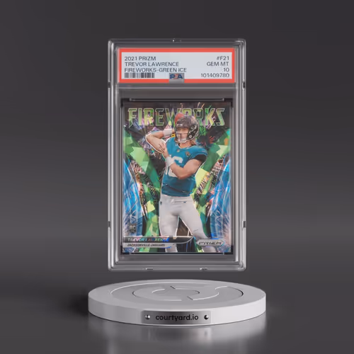 2021 Panini Prizm Fireworks #F21 Trevor Lawrence - Green Ice (PSA 10 GEM MINT)