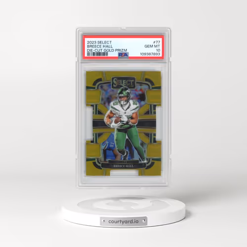 2023 Panini Select #77 Breece Hall - Die-Cut Gold Prizm (PSA 10 GEM MINT)