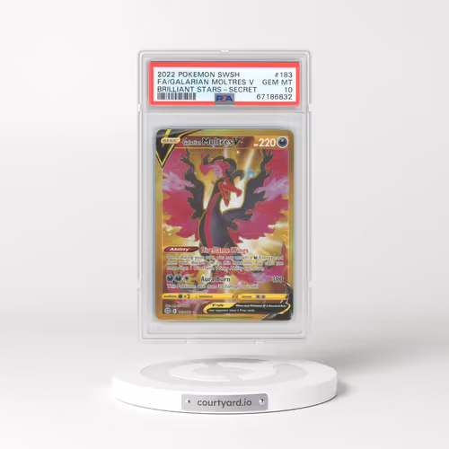 2022 Pokémon Sword & Shield Brilliant Stars #183 Galarian Moltres V - Holo Full Art Secret (PSA 10 GEM MINT)